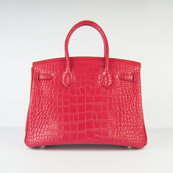 Replica aHermes Birkin 30CM Crocodile Veins Bag Red 6088 On Sale - Click Image to Close